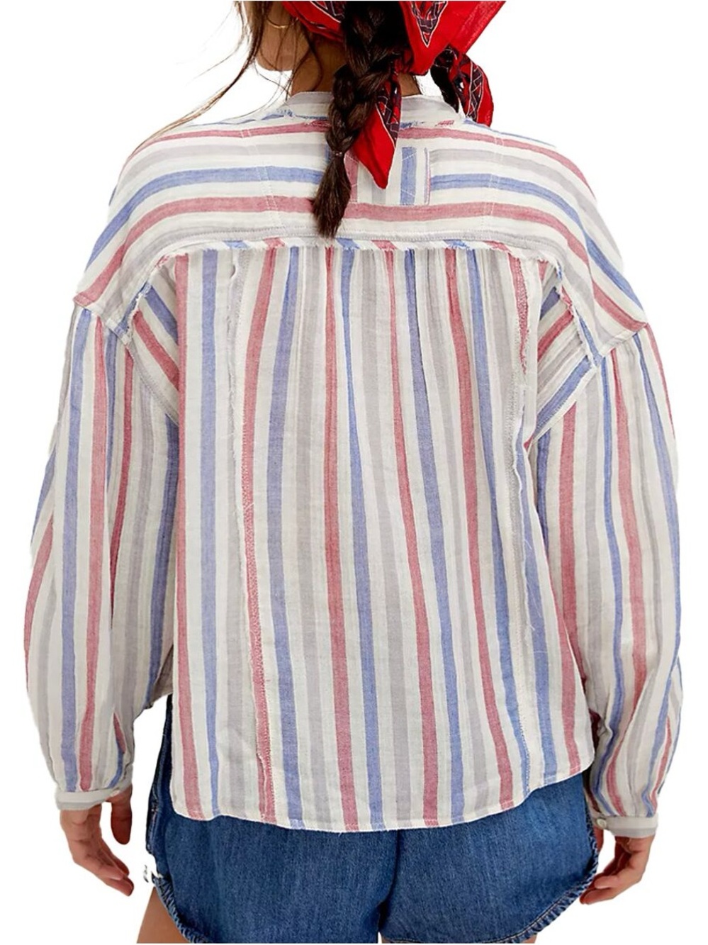 We The Free Striped Valley Double Cloth Striped Button Down - Picture 6 of 7